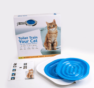Cat Toilet Trainer kit featuring blue plastic components for easy cat toilet training by Dogs & Cats brand.