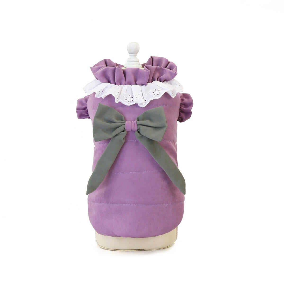 Dazzling Lace Collar Winter Dog Coat, stylish dog coat with lace collar and bowknot for Dogs & Cats.