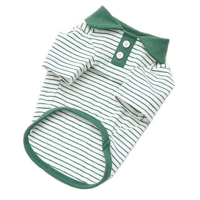 Dog Striped T-shirt, striped design, turn-down collar, short sleeves, Dogs & Cats brand.