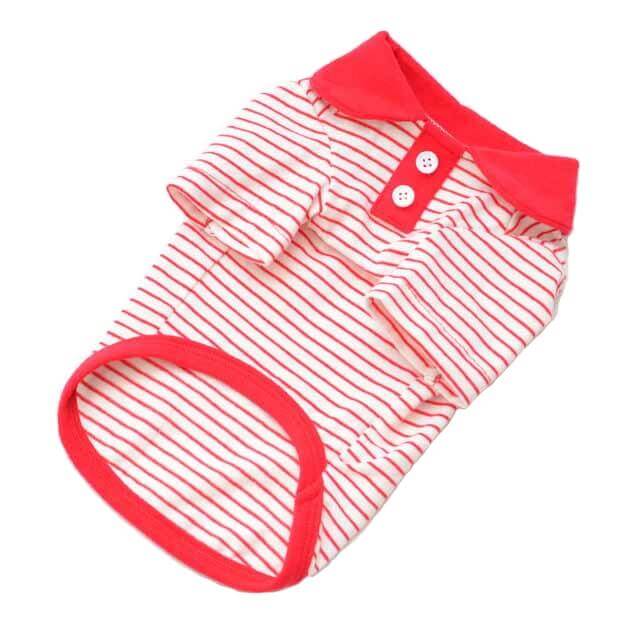 Dog Striped T-shirt, stylish striped design, turn-down collar, short sleeves by Dogs & Cats, breathable material.