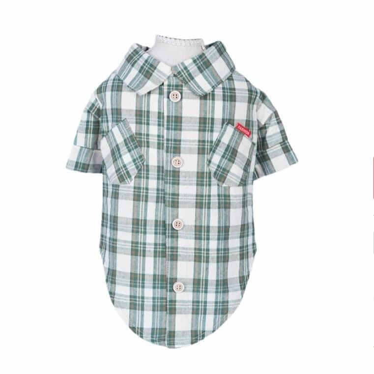 Double Diagonal Pocket Dog Plaid Shirt, stylish pet shirt, button up closure, breathable fabric, Dogs & Cats brand