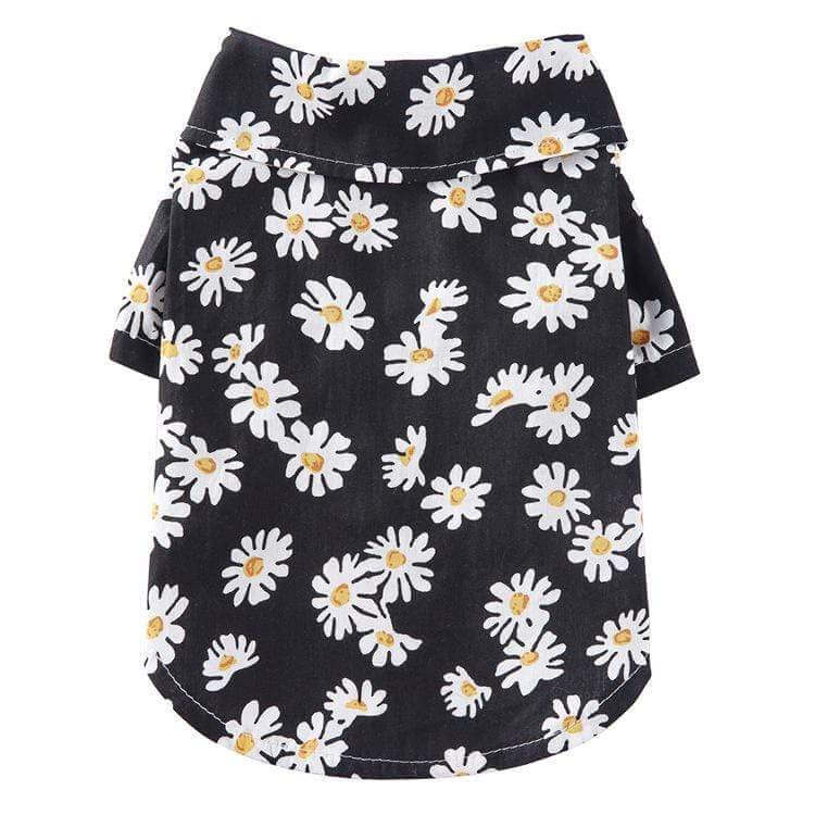 Hawaiian Print Beach Dog Shirt, lightweight and breathable, perfect for Dogs & Cats, features a stylish daisy pattern.