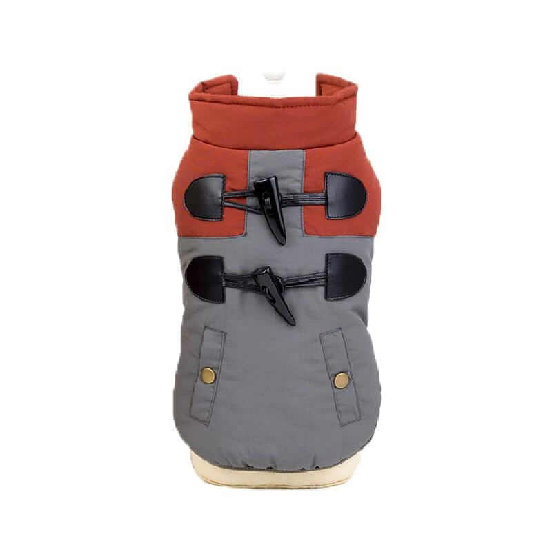 Horn Button Cotton Dog Vest for dogs featuring stylish horn button accents and lightweight warmth.