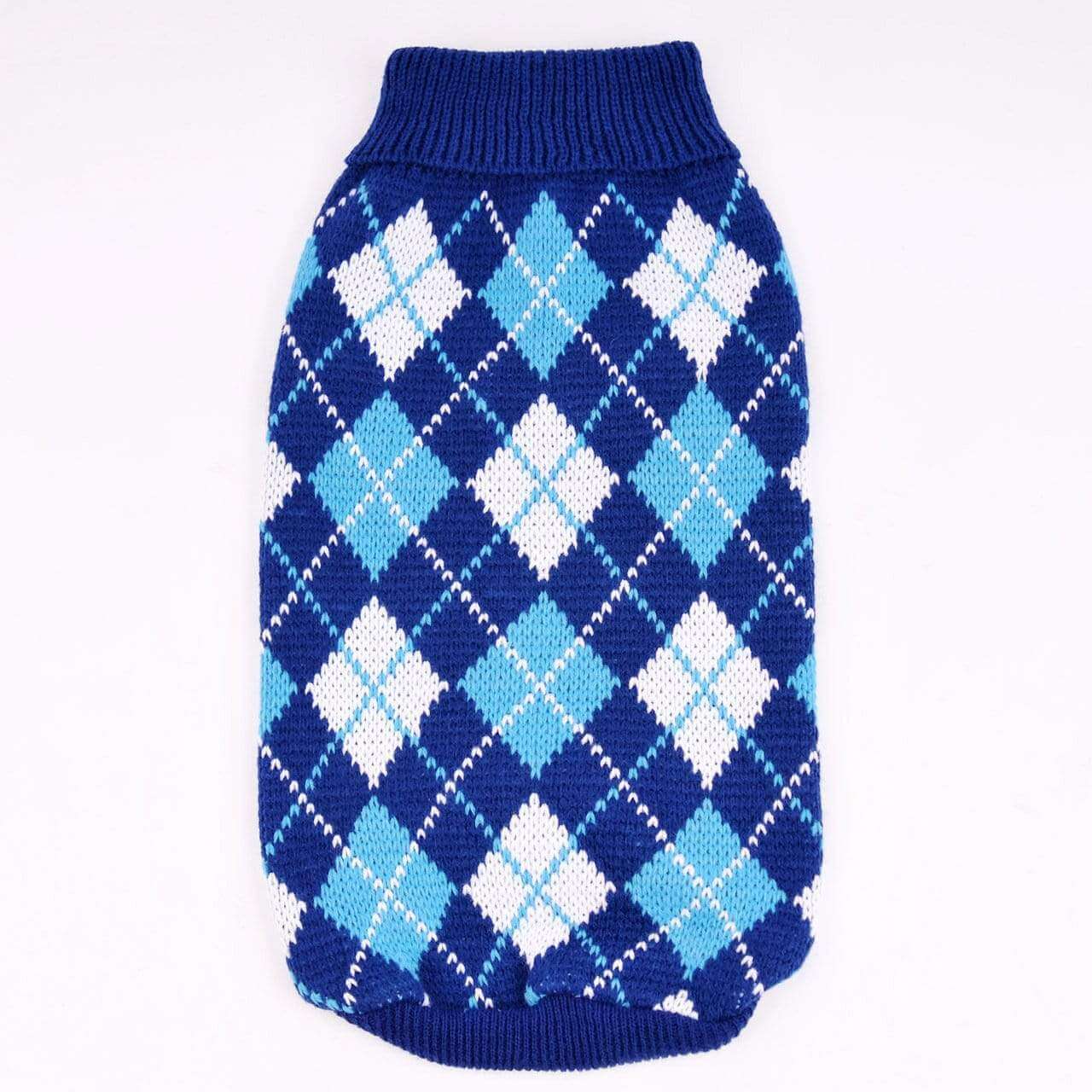 London Checkered Knitted Sweater for dogs and cats, featuring a pullover design, knitted texture, and breathable fabric.