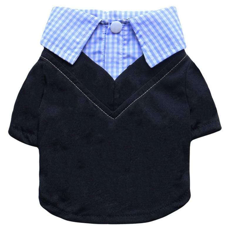 Plaid Collar Dog Shirt, stylish dog shirt with plaid collar and button closure, perfect for dogs by Dogs & Cats.