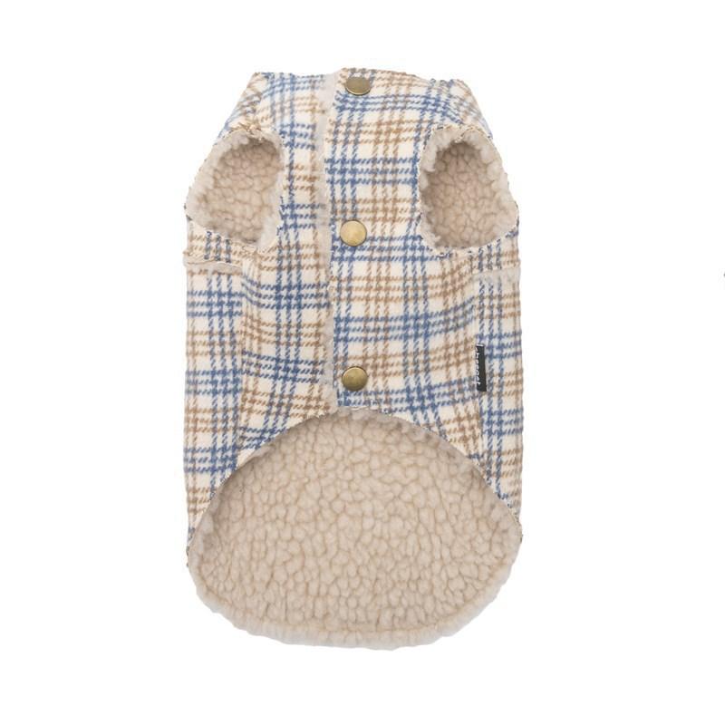Plaid Velvet Warm Padded Dog Vest - Soft sleeveless design for dogs and cats, breathable and very warm.