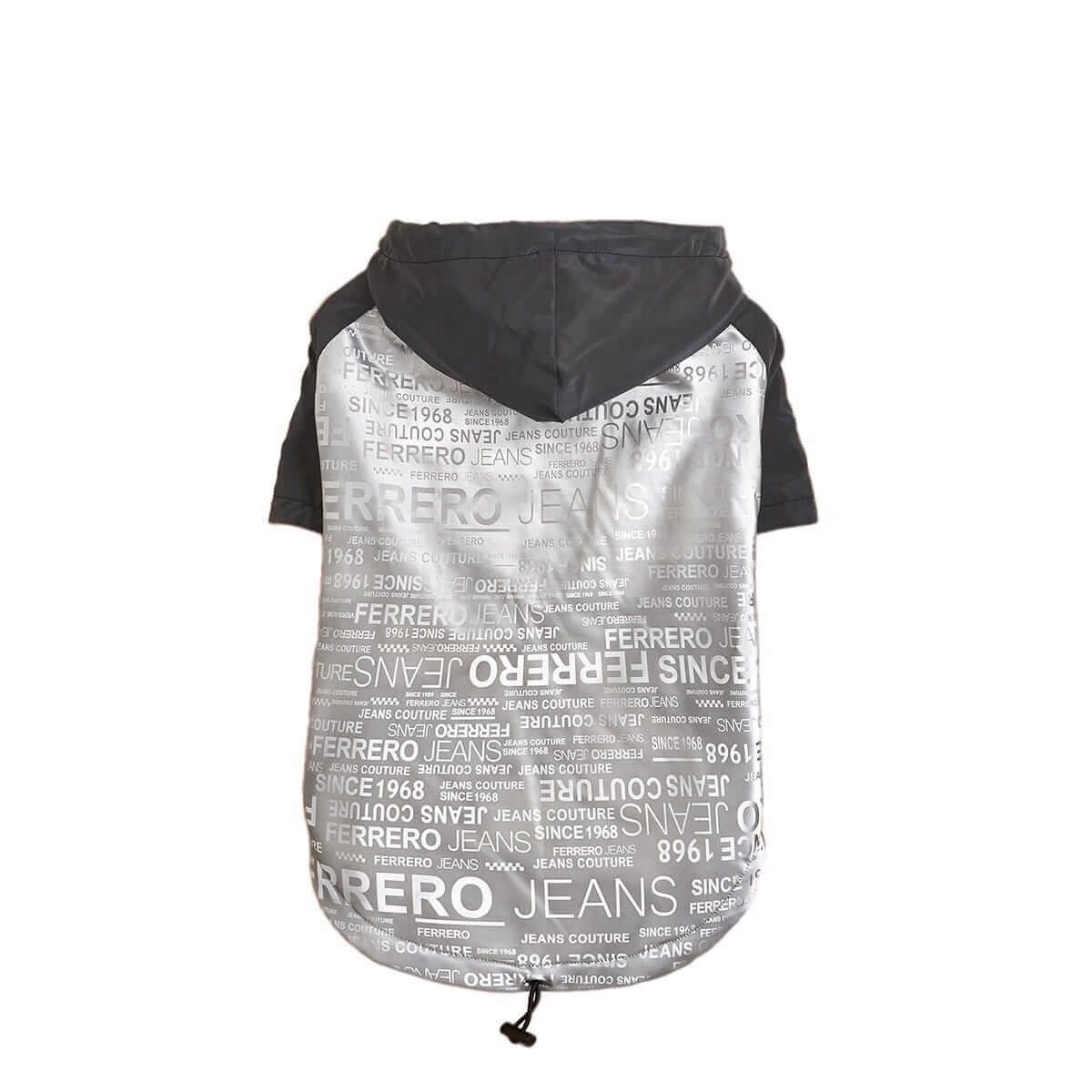 Poker Reflective Dog Raincoat, comfortable two-legged design, breathable hood, Dogs & Cats brand, perfect for wet weather.
