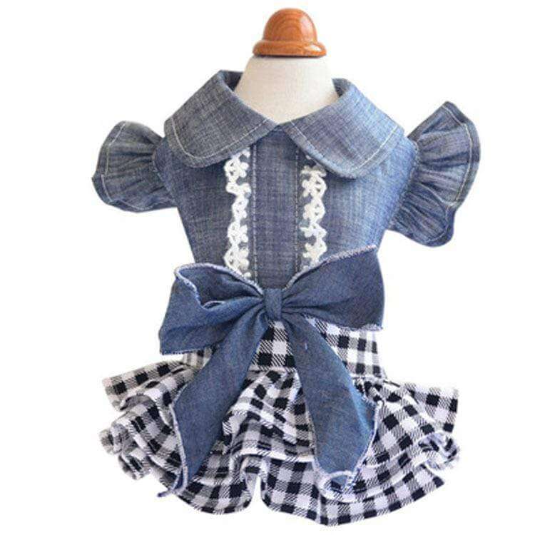 Princess Bow Skirt Teddy Dress for Dogs & Cats, features bowknot, turn-down collar, and stylish tiered skirt.