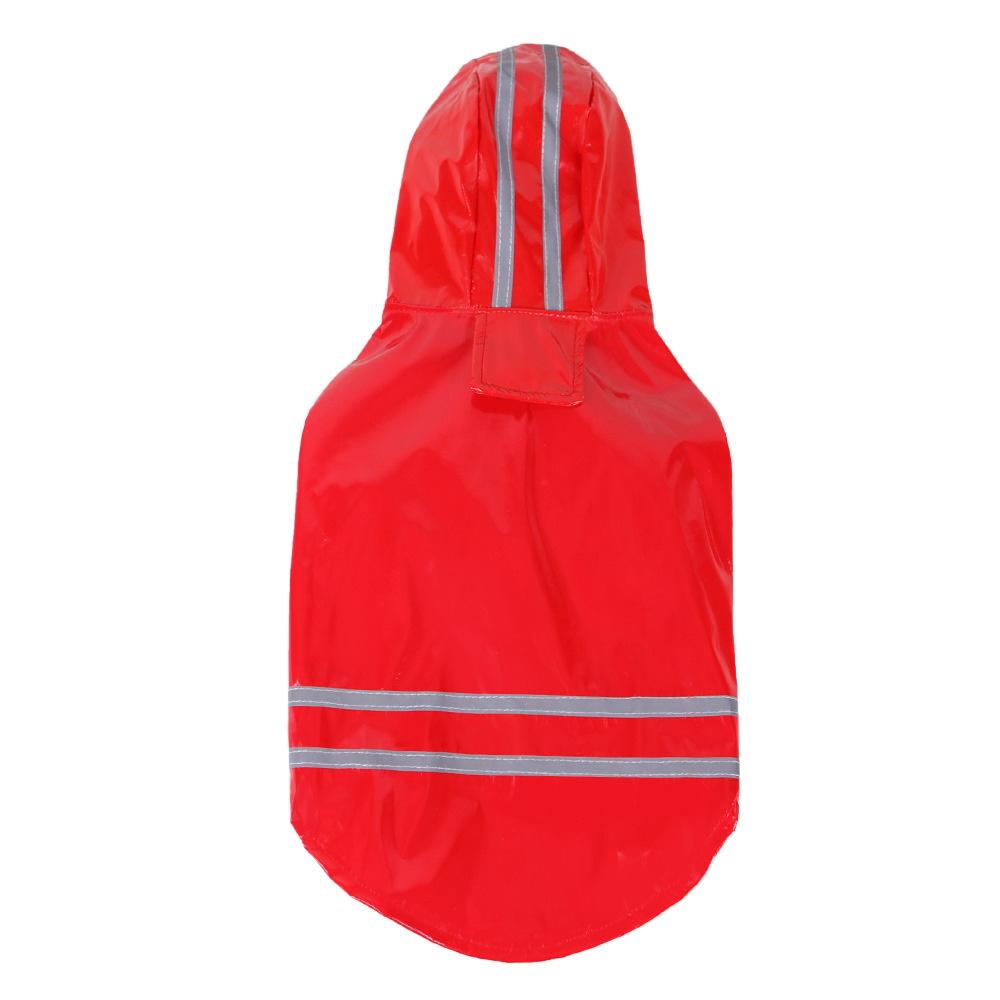 PU Reflective Hooded Dog Raincoat - Red waterproof coat with reflective stripes for dogs - Dogs & Cats brand