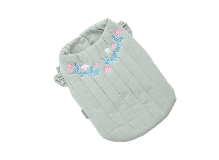 Quilted Embroidered Floral Winter Coat for pets, lightweight, versatile design by Dogs & Cats.