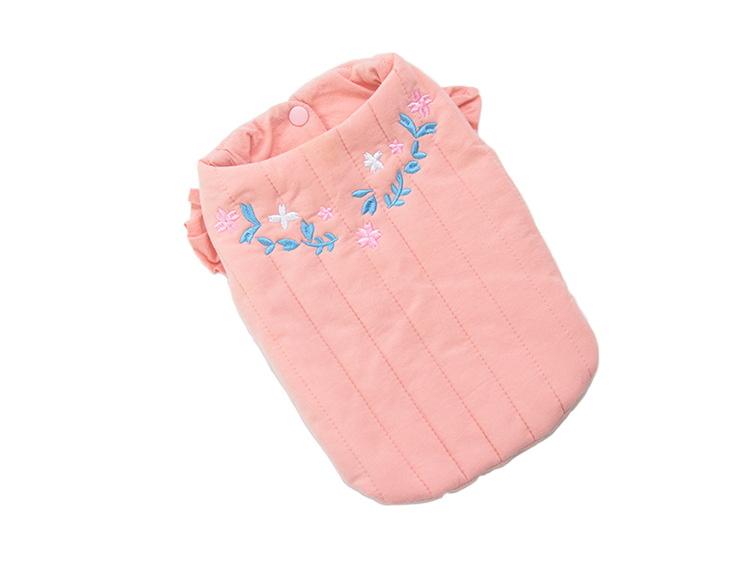 Quilted Embroidered Floral Winter Coat for Dogs & Cats, lightweight, floral design, cozy outerwear.