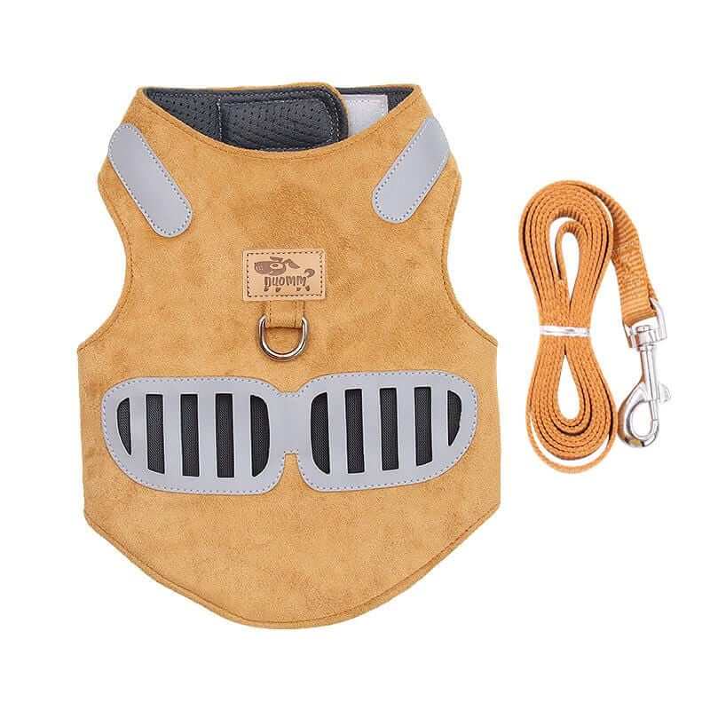 Soft Suede Harness Traction Rope featuring soft padding, reflective accents, and durable leash attachment for Dogs & Cats.