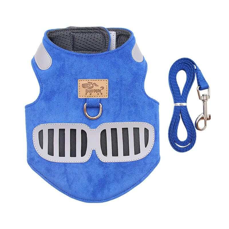Soft Suede Harness Traction Rope, comfortable and durable harness for dogs with leash attachment, made by Dogs & Cats.