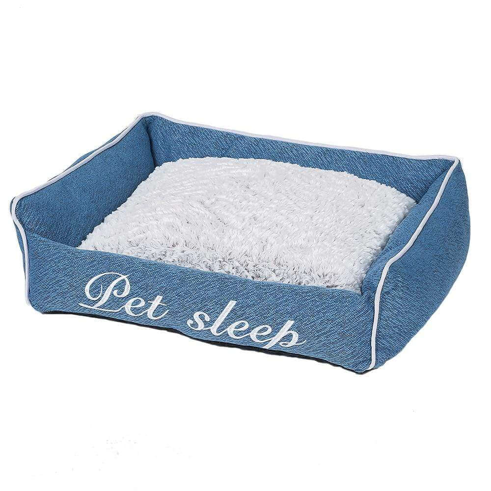 Square Pet Sleep Bed for dogs and cats with soft interior and modern design, perfect for pet comfort.