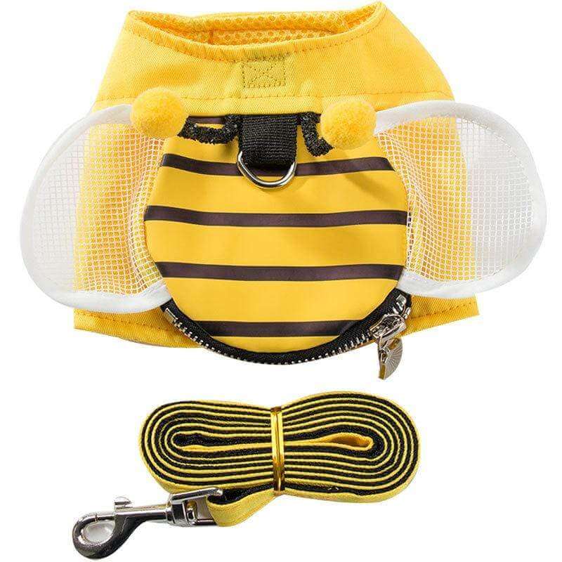 Striped Bee Dog Harness With Leash featuring soft padding and comfortable design for pets, perfect for Dogs & Cats.