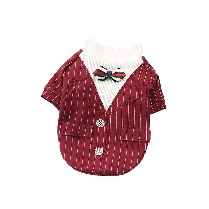 Striped Cotton Autumn And Winter Dog Top - Stylish dog top featuring a round neckline, short sleeves, and cotton material.