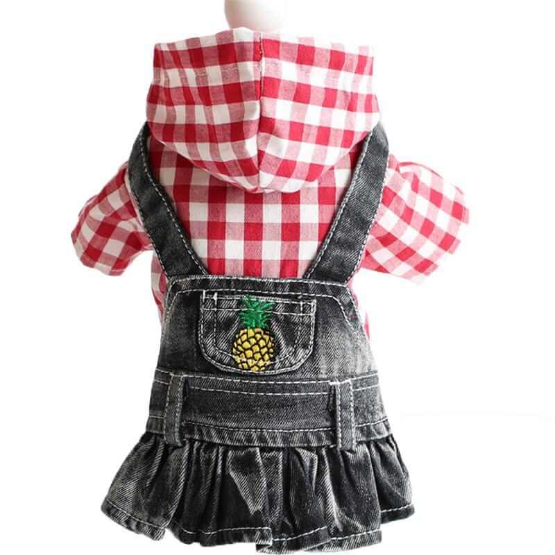 Striped Embroidered Denim Dog Skirt featuring breathable fabric and lightweight design from Dogs & Cats.