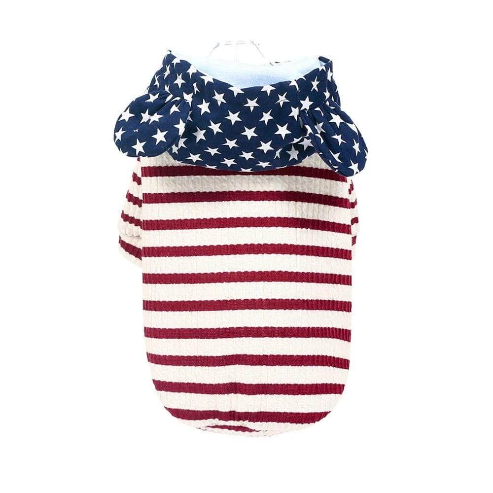 Striped Small Dog Sweater - Cute breathable cotton sweater for dogs, features round neckline, short sleeves, Dogs & Cats brand.