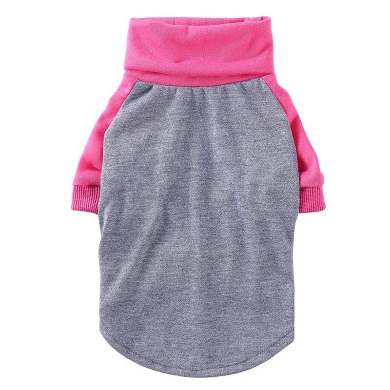 Striped Turtleneck Pullover Sweatshirt for dogs, featuring a stylish pink and grey design, perfect for warmth.
