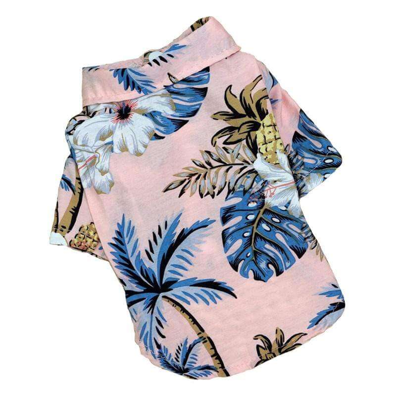 Teddy Hawaiian Small Dog Shirt with tropical floral print, perfect for summer outings, easy to put on and take off, Dogs & Cats brand.