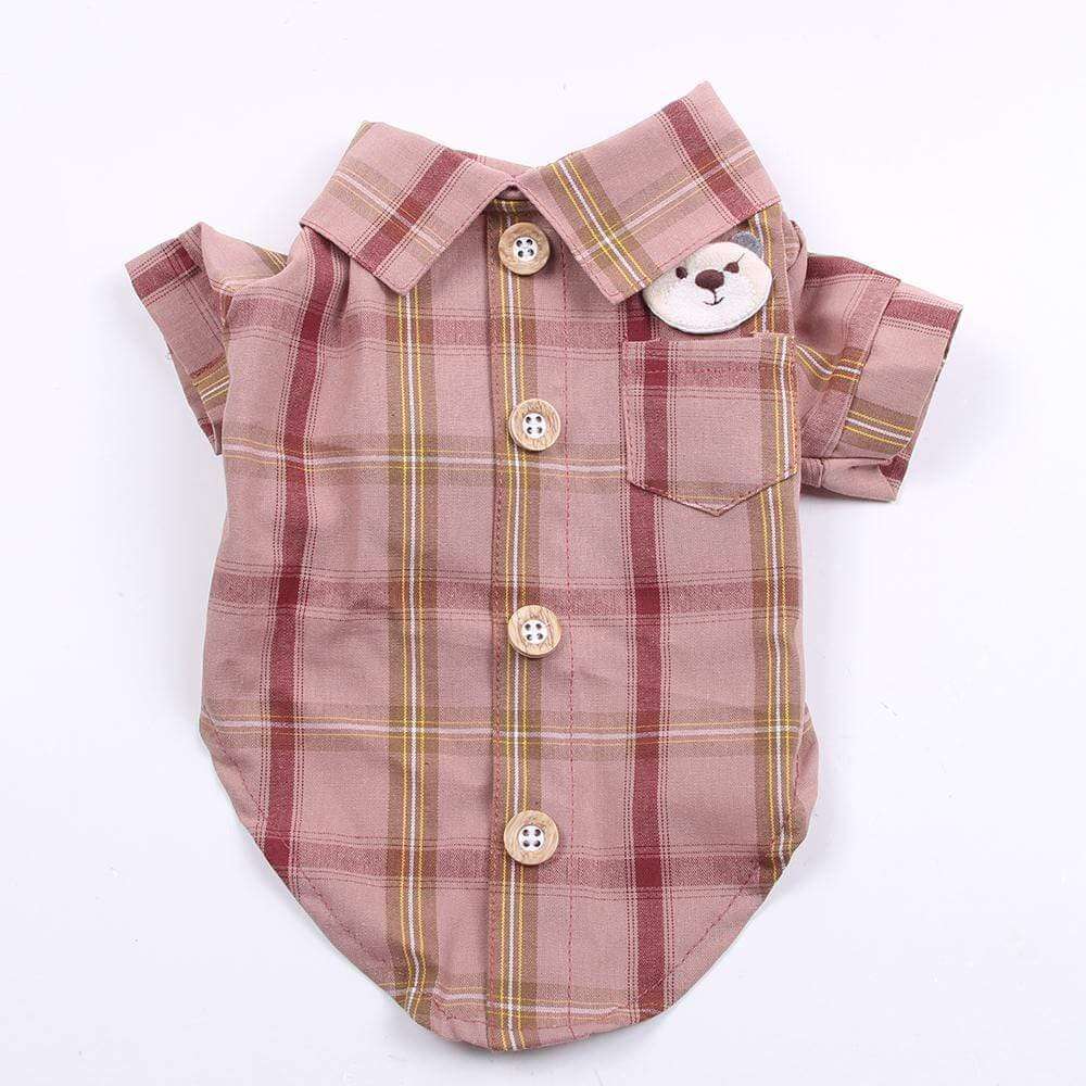 Teddy Plaid Dog Shirt, stylish dog shirt, lightweight cotton, Dogs & Cats brand