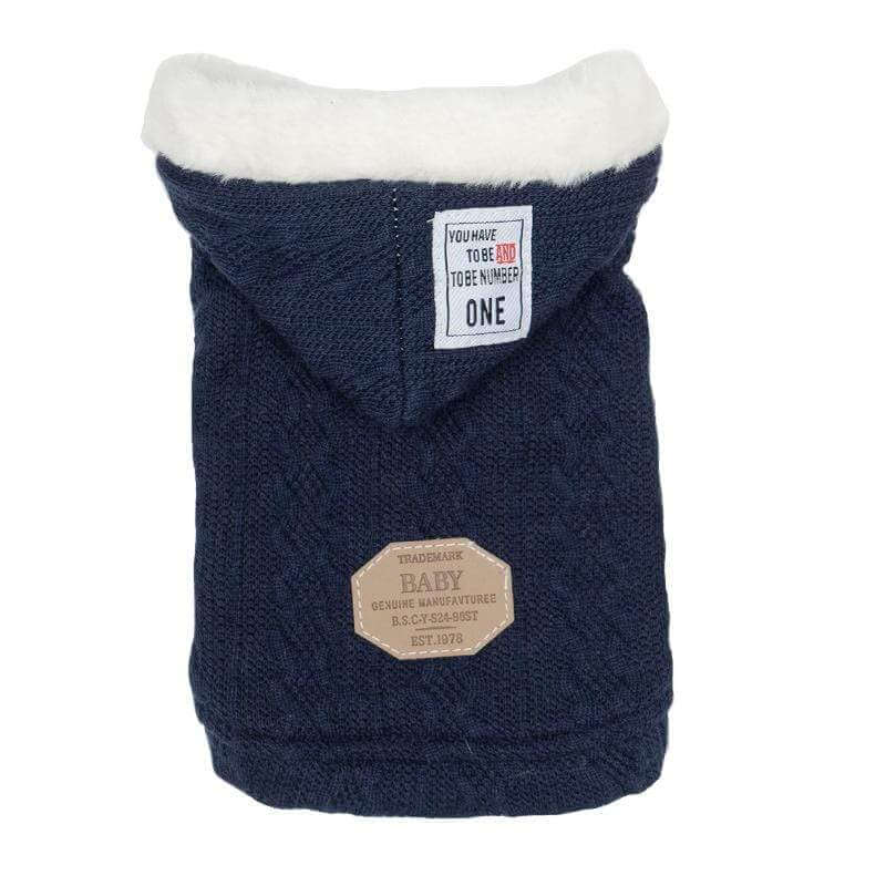 Thick Warm Hooded Dog Sweater for Dogs & Cats, features breathable hooded design and cozy relaxed fit.