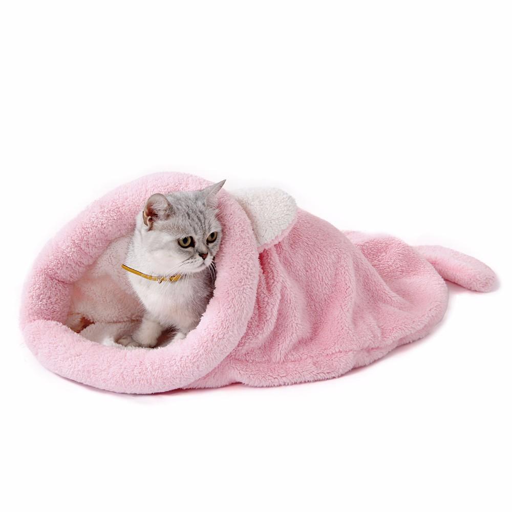 Ultra Soft Sleeping Ballon for Pets featuring a cozy pink sleeping bag for cats, perfect for keeping pets warm.