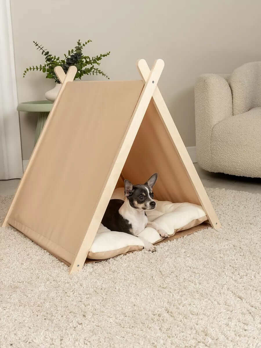 4-Season Washable Pet Tent Bed for dogs & cats providing cozy, private space with removable, washable features.