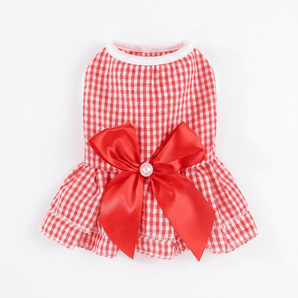 BowBelle Striped Dog Dress - charming vertical stripes and bow knot for dogs & cats by Dogs & Cats.