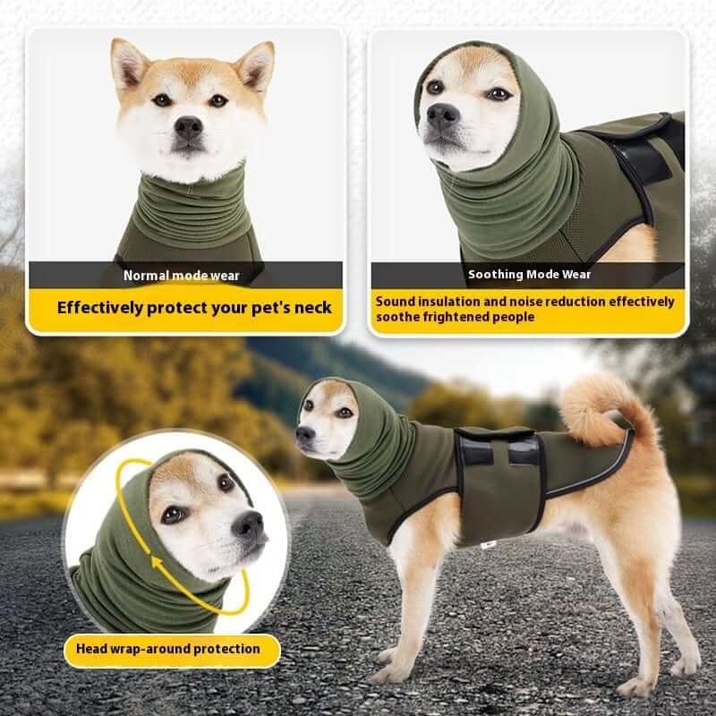 CalmEase Dog Anxiety Vest features soothing mode for anxious dogs, providing gentle pressure and neck protection for comfort.