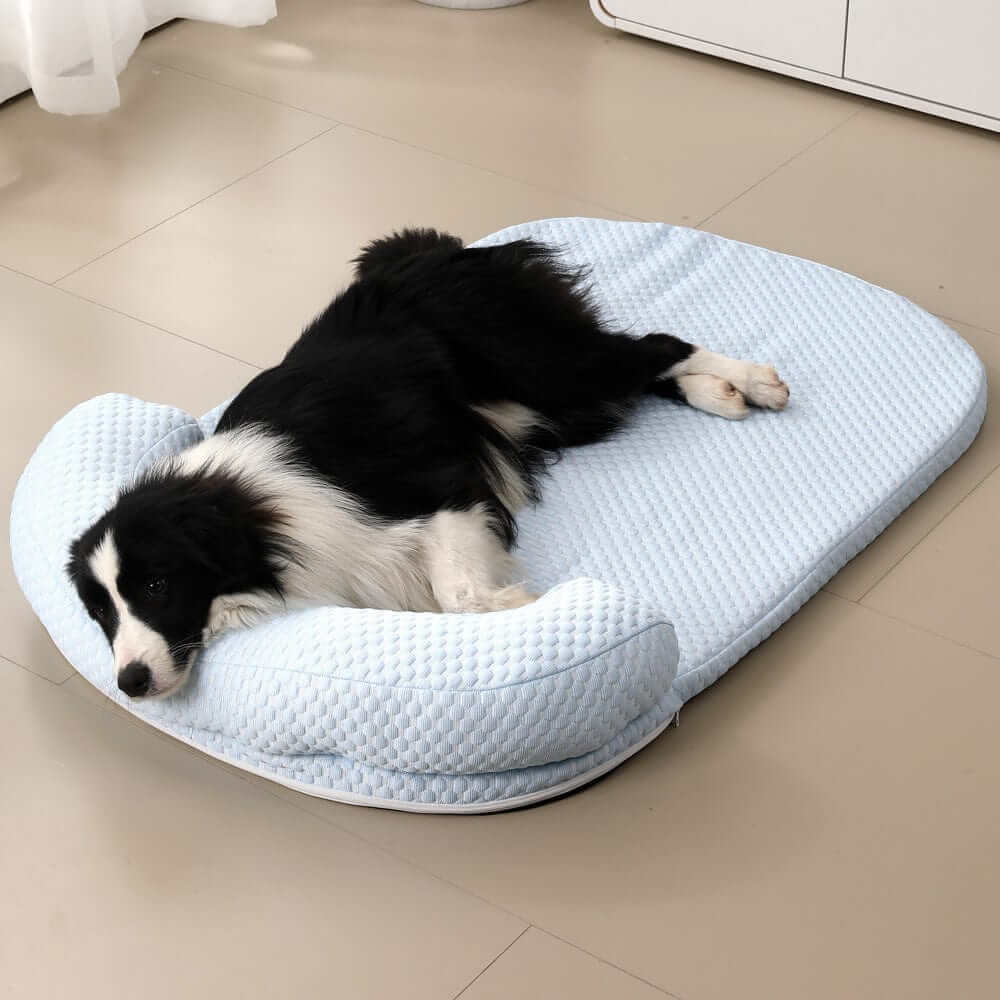 ChillEase Pet Cooling Mat for Dogs & Cats, features cooling technology, breathable design, perfect for keeping pets cool and comfortable.