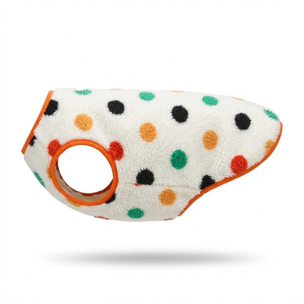 CloudFleece Comfort Vest for Dogs & Cats, ultra-soft fleece with polka dots for warmth and comfort.