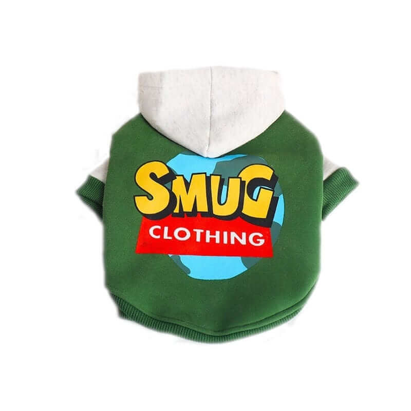 CozyPet Dog Hoodie featuring a stylish green design, perfect for keeping dogs warm and cozy in cold weather.