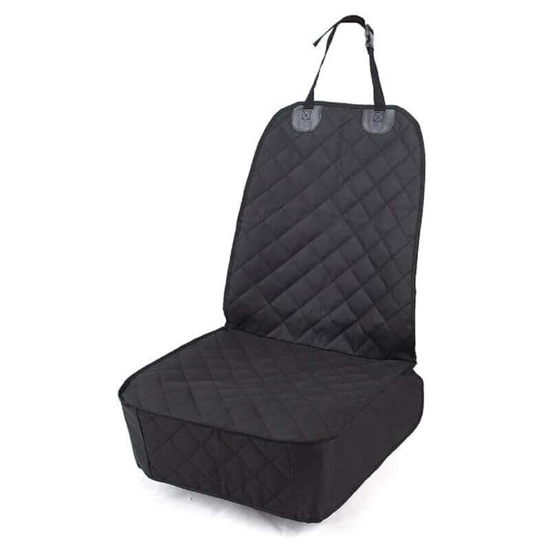 CozyRide Deluxe Dog Car Booster Seat, quilted black fabric, durable for dogs & cats, ensuring comfortable travel.