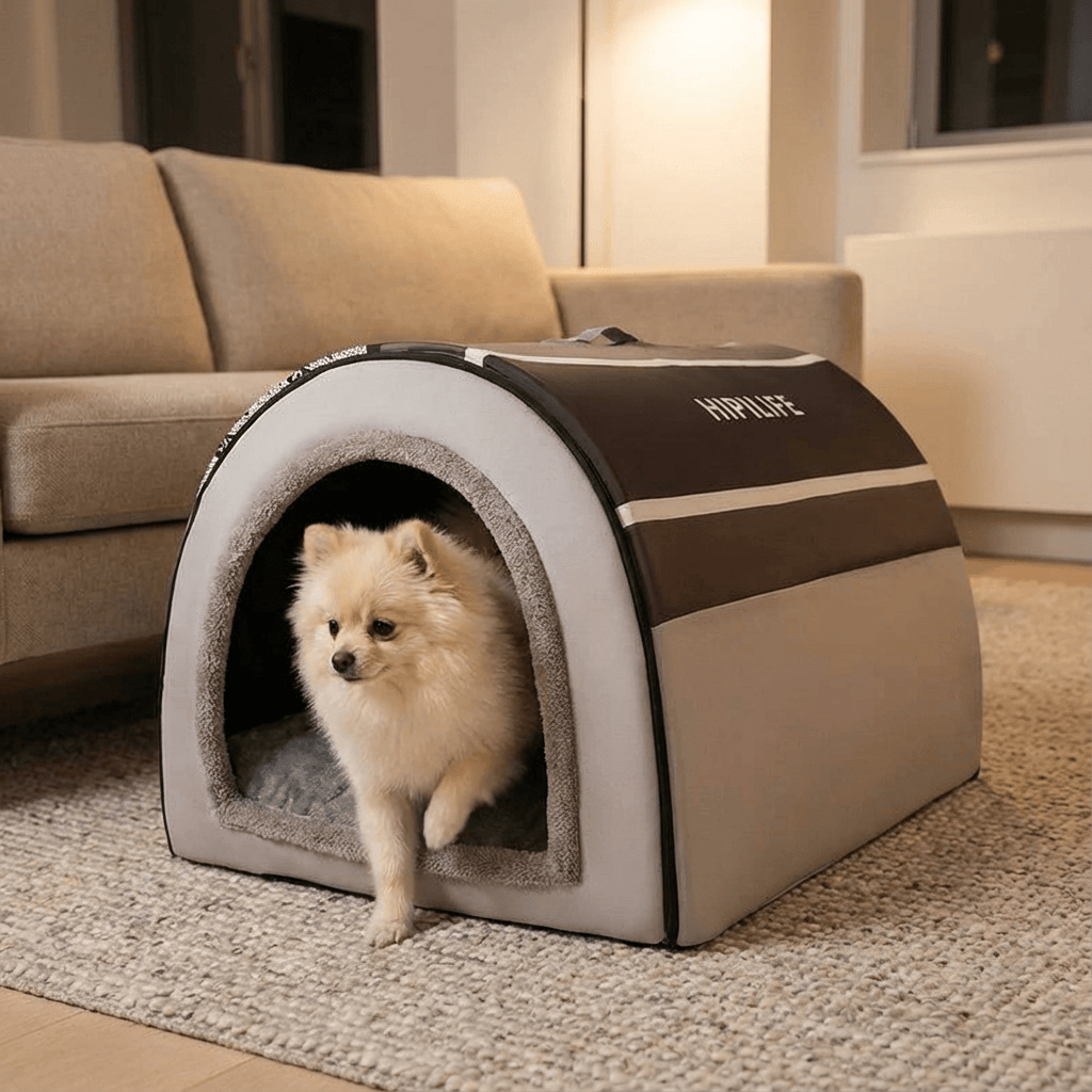 CozyWarm Dog House for Dogs & Cats with insulation to keep pets comfortable in winter and autumn.