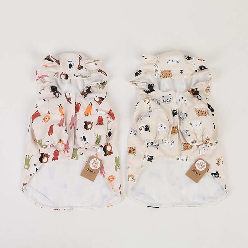 RainShield Dog Jacket for small to medium-sized dogs, featuring cute animal prints for stylish protection against rain.