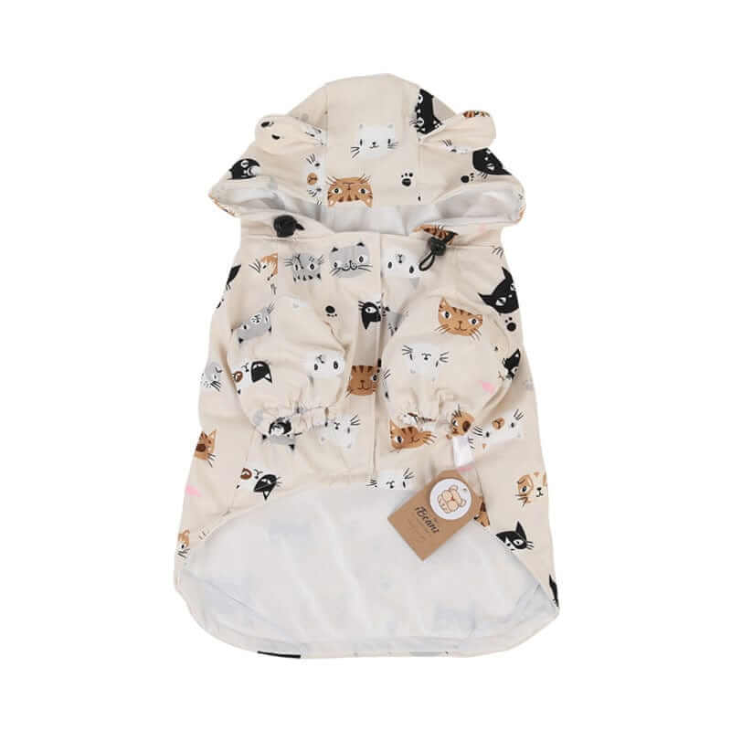 RainShield Dog Jacket - waterproof jacket for small to medium dogs, featuring a cute cat print by Dogs & Cats.