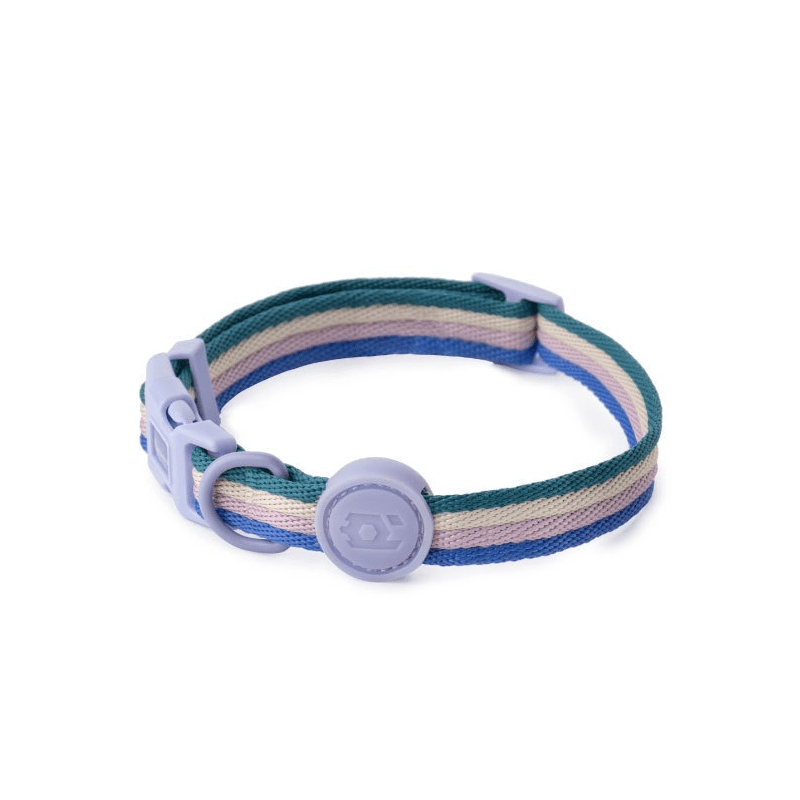 RetroRecord Dog Harness Set collar in vibrant multi-color design, ideal for small to medium dogs by Dogs & Cats.