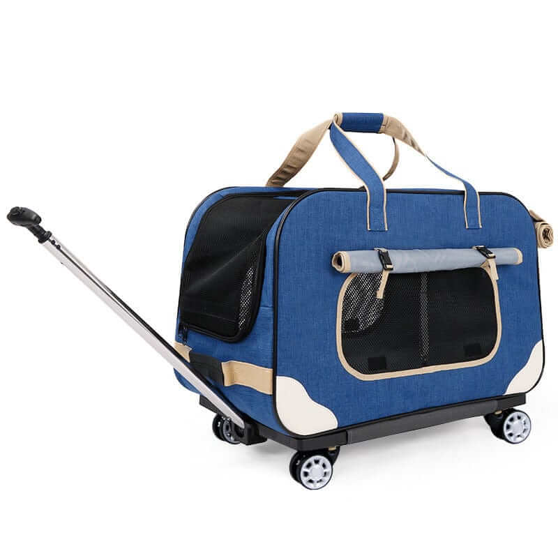 RollMate Pet Carrier - Foldable trolley with four-wheel system for dogs & cats, perfect for stress-free travel.