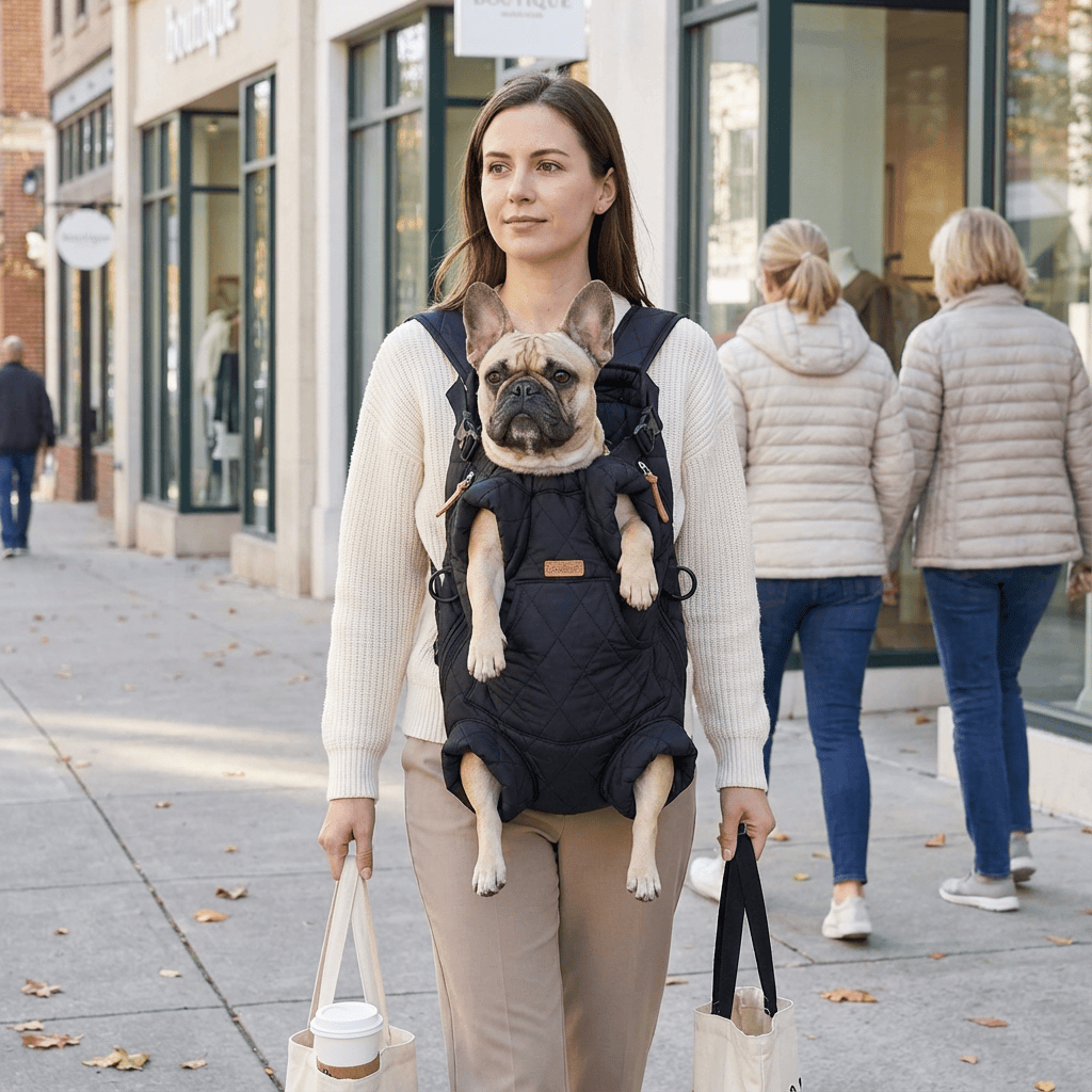 SnugglePack Pet Backpack Carrier with Hidden Hood, cozy pet carrier for dogs and cats, ideal for winter walks.