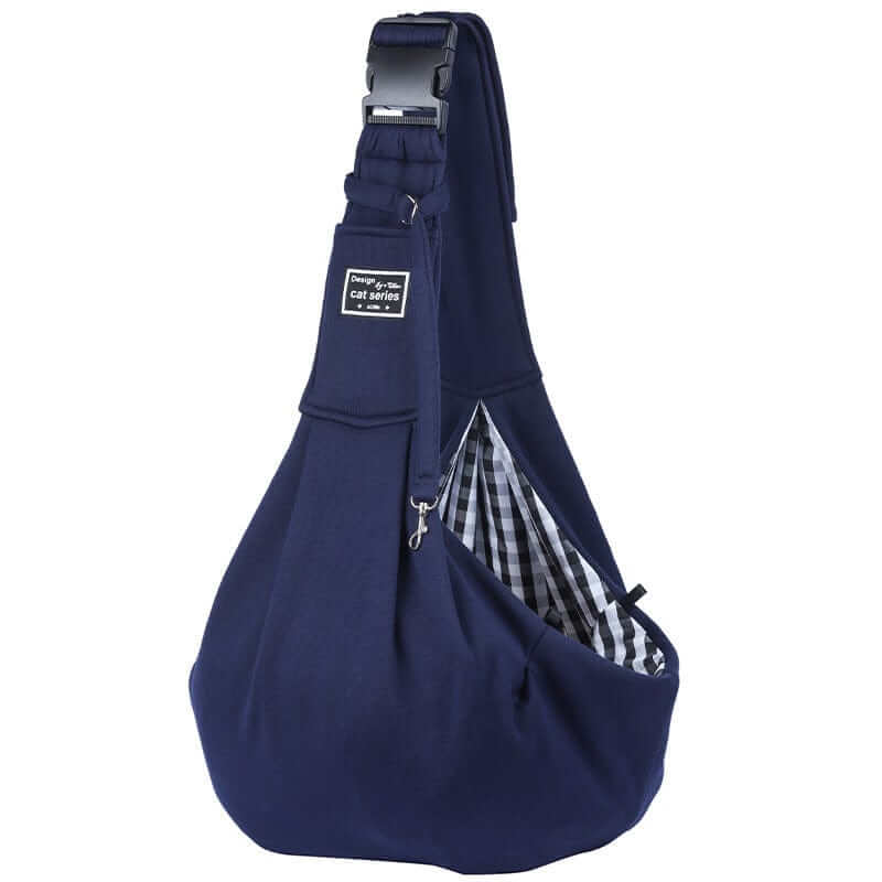 Adjustable Dog Sling Carrier for small dogs, features adjustable strap and cozy interior for comfort.