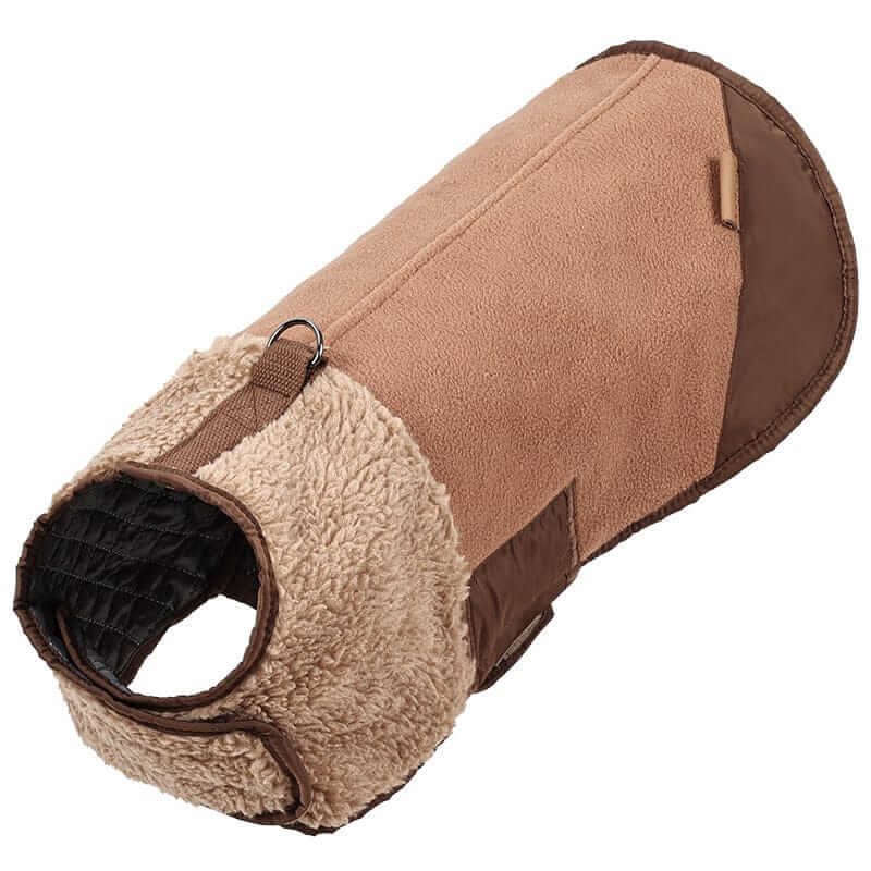 Arctic Sherpa Dog Jacket insulated dog coat with soft lamb fleece lining for warmth and wind protection.
