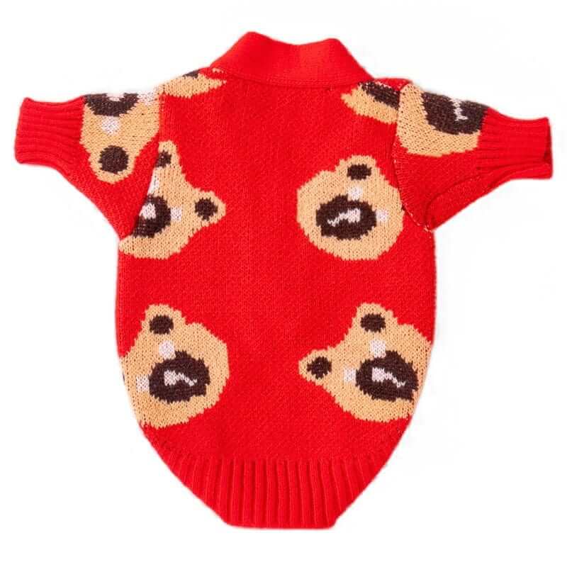 Bear Print Pet Sweater - Cozy pet sweater for dogs & cats with adorable bear design, perfect for winter wear.