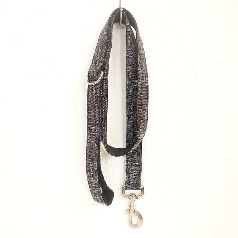 The Black Suit Dog Collar & Leash, elegant leash made from high-quality material, perfect for dogs of all sizes.