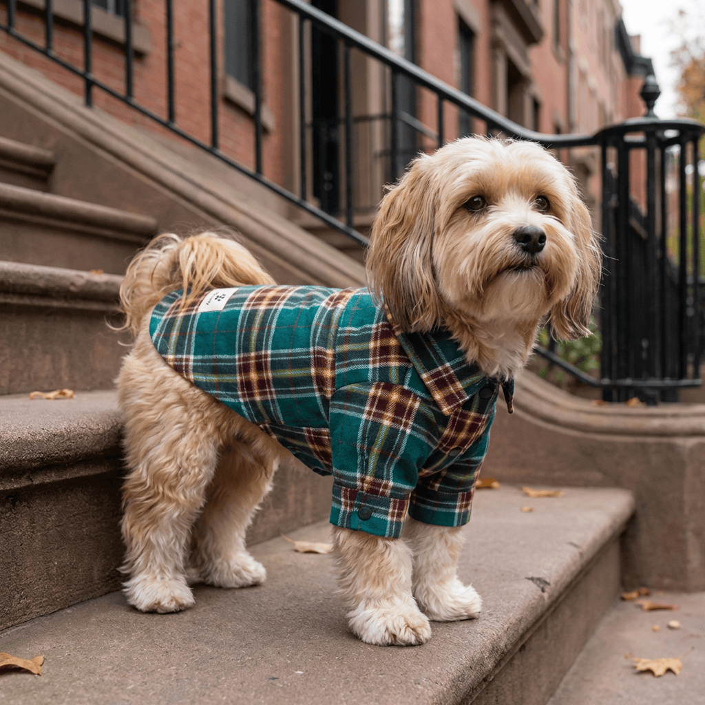 Checkered Dog Shirt for Dogs & Cats, stylish plaid design, easy to wear, lightweight and breathable.