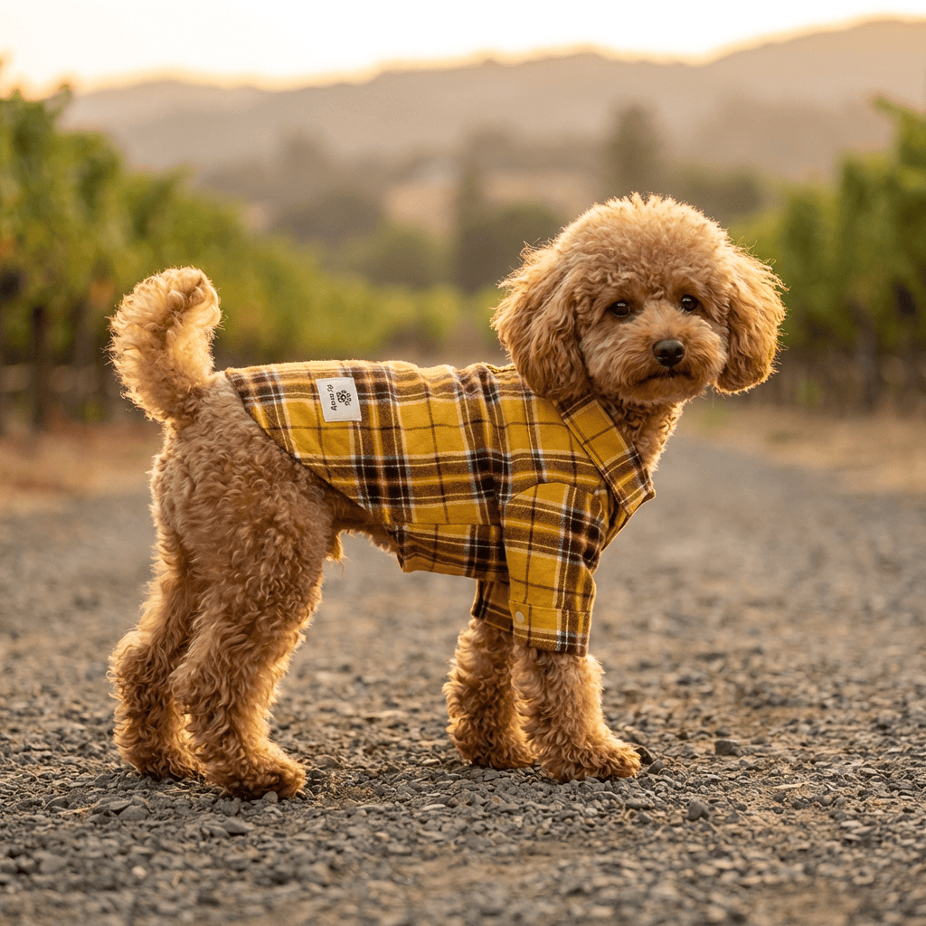 Checkered Dog Shirt for Dogs & Cats, featuring button fasteners, lightweight, breathable, perfect for stylish pets.