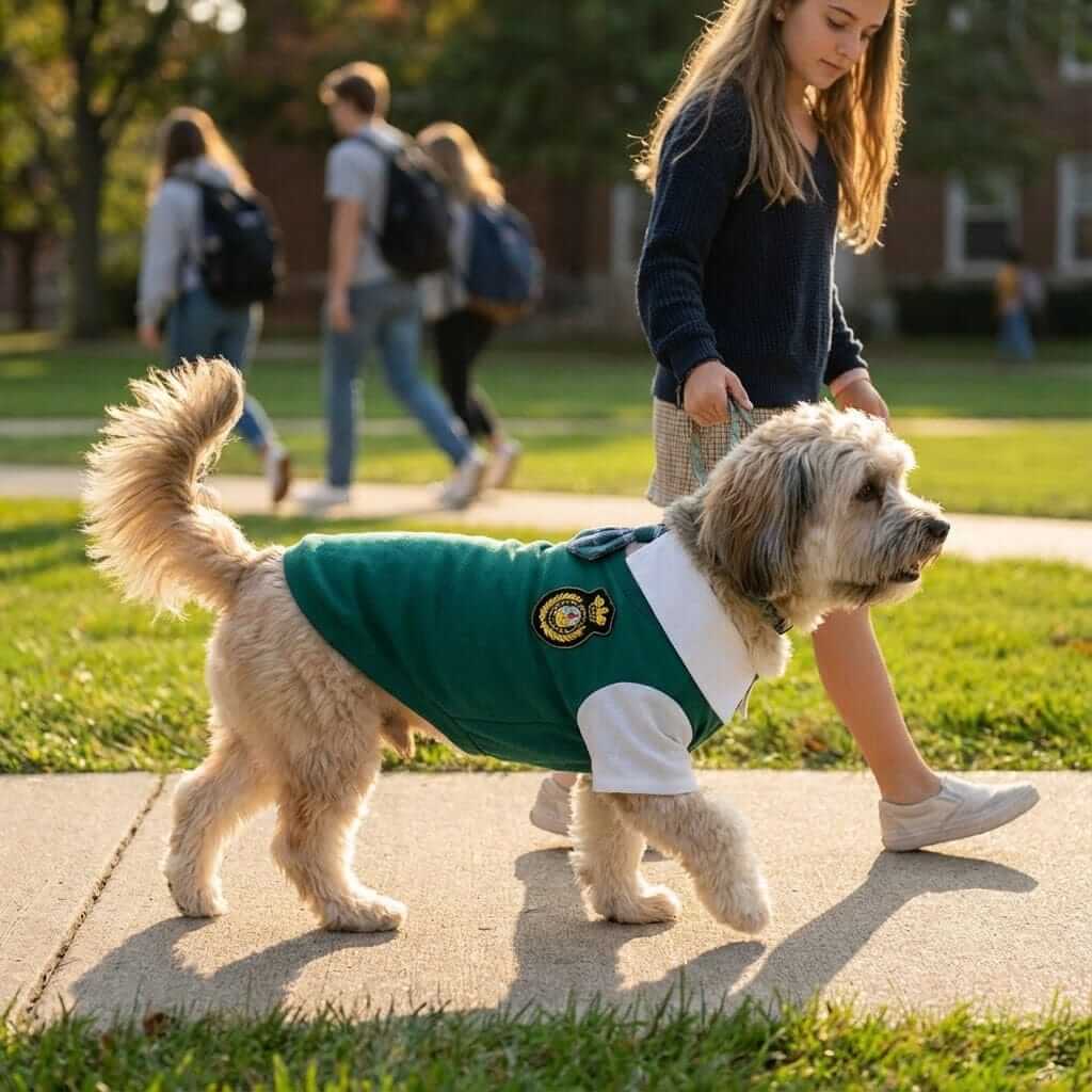 Chic Academy Pet Attire: a stylish dog outfit featuring a preppy design, perfect for dogs and cats.