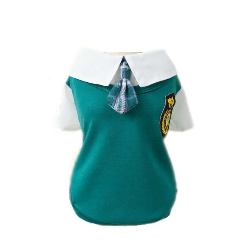 Chic Academy Pet Attire - Preppy outfit for small dogs & cats with a collar and tie design.
