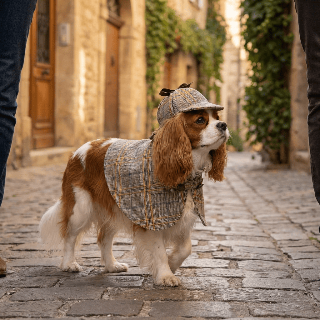 Chic Tweed Denim Dog Spring Fall Coat for stylish small to medium dogs with built-in leash ring from Dogs & Cats.