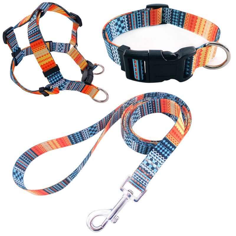 ChicPaws Dog Harness Set featuring adjustable harness, matching collar, and comfortable leash for dogs and cats.